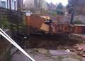Huge sinkhole swallows two garden sheds