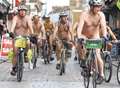 They're off! Bare-bottomed cyclists embark on naked protest