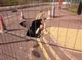 That sinking feeling: road after lorry drops into hole