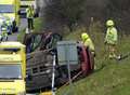 Two injured as car flips on motorway 