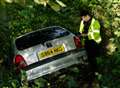 Woman's lucky escape as car ends up in ditch after crash