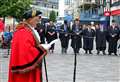 Flag-raising ceremony outside Town Hall