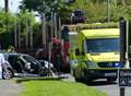 Paramedics treat casualties at scene of crash