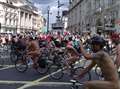 Cyclists take off their gear for nude ride