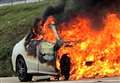 Crews tackle car fire on M20