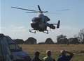 Air ambulance lands for injured biker