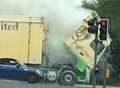 Delays as lorry cab bursts into flames