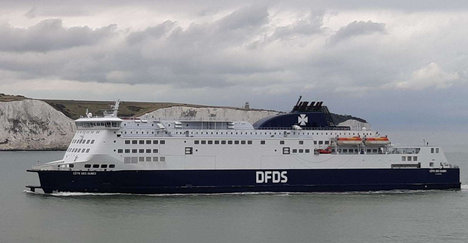 One of the DFDS fleet, Côtes des Dunes, outside Dover where Mrs Hosking was based