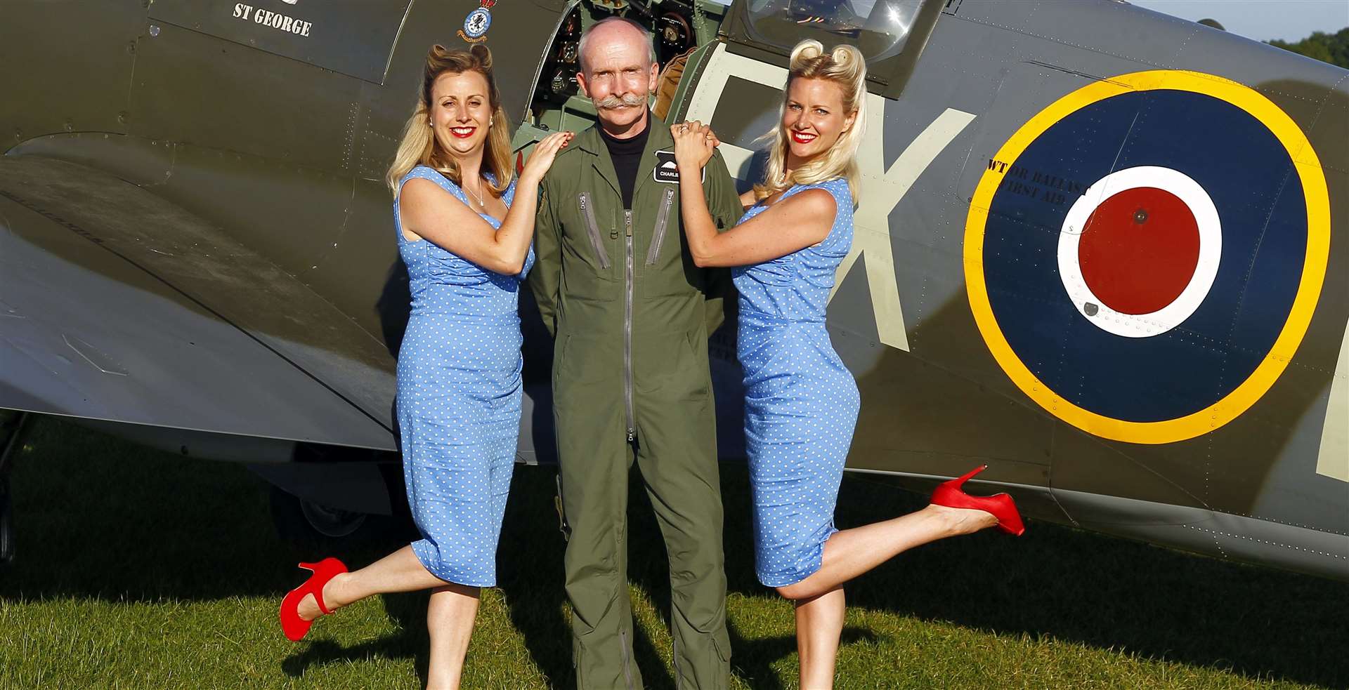 Spitfire pilot Lt. Charlie Brown with the Nightingales last year Picture: Sean Aidan
