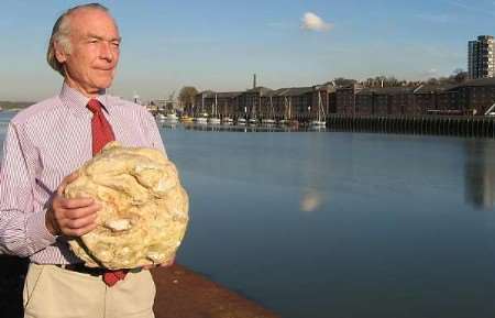 Guy Lucas, MD of bomb and munitions clearance firm Bactec,with a disguised bomb at Medway City Estate. Picture: TREVOR STURESS