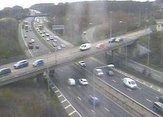 The crash happened at the Bean Interchange, causing delays on the A2. Picture: Highways England
