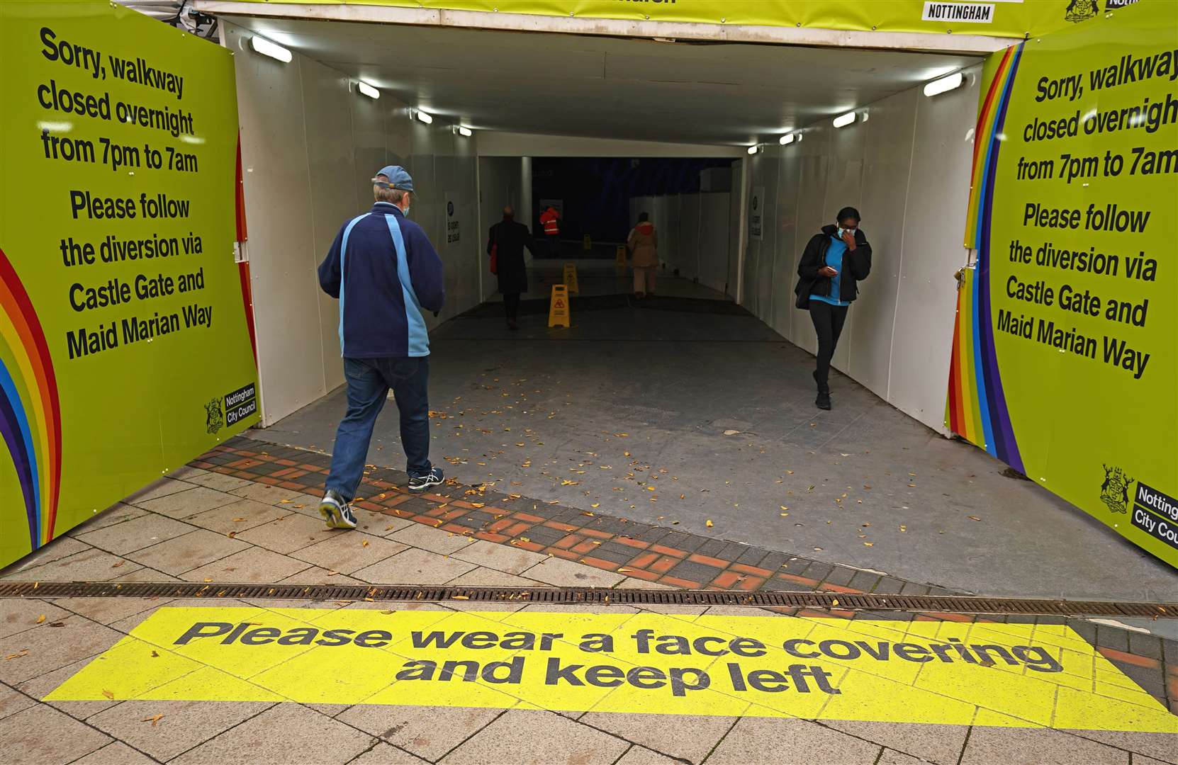 People enter an underpass in Nottingham (Tim Goode/PA)