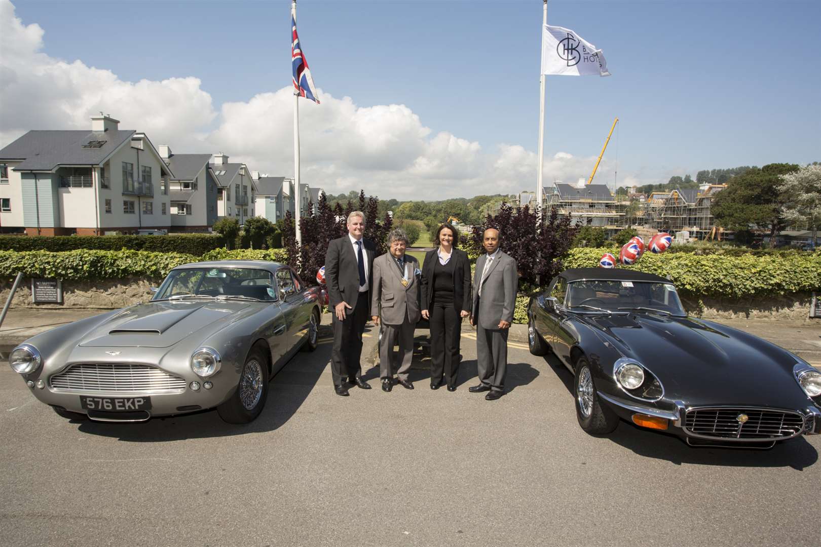 Darrell Healey, chairman of GSE Group, Michael Lyons, the Mayor of Hythe, Denise Vas, general manager of the Hythe Imperial; and Len Louis, chief executive of Classic British Hotels.
