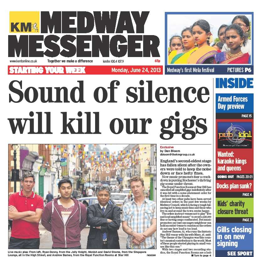 The Medway Messenger front page for 24/06/13