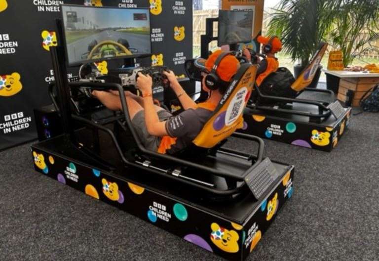 Gamers will set their best lap time on a virtual Silverstone circuit. Picture: Bluewater