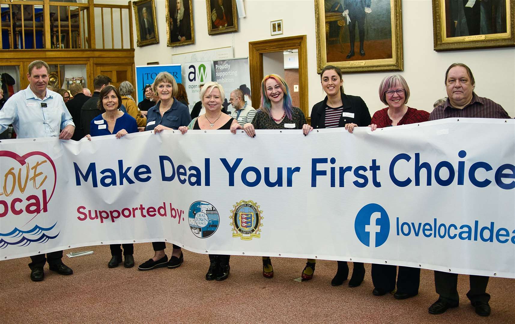 Members of the Love Local Deal steering group, left to right, are:Garry Kemp, Julie Kemp (both Tower Design and Print), Stephanie Hayman (Chequers Kitchen) Morag Turner (Deal Radio) Yasmin Barron, Love Local Deal’s social media executive, Laura Newing (Artistica hair salon) Cllr Sue Beer, Peter Davies (Deal and Walmer Chamber of Trade)