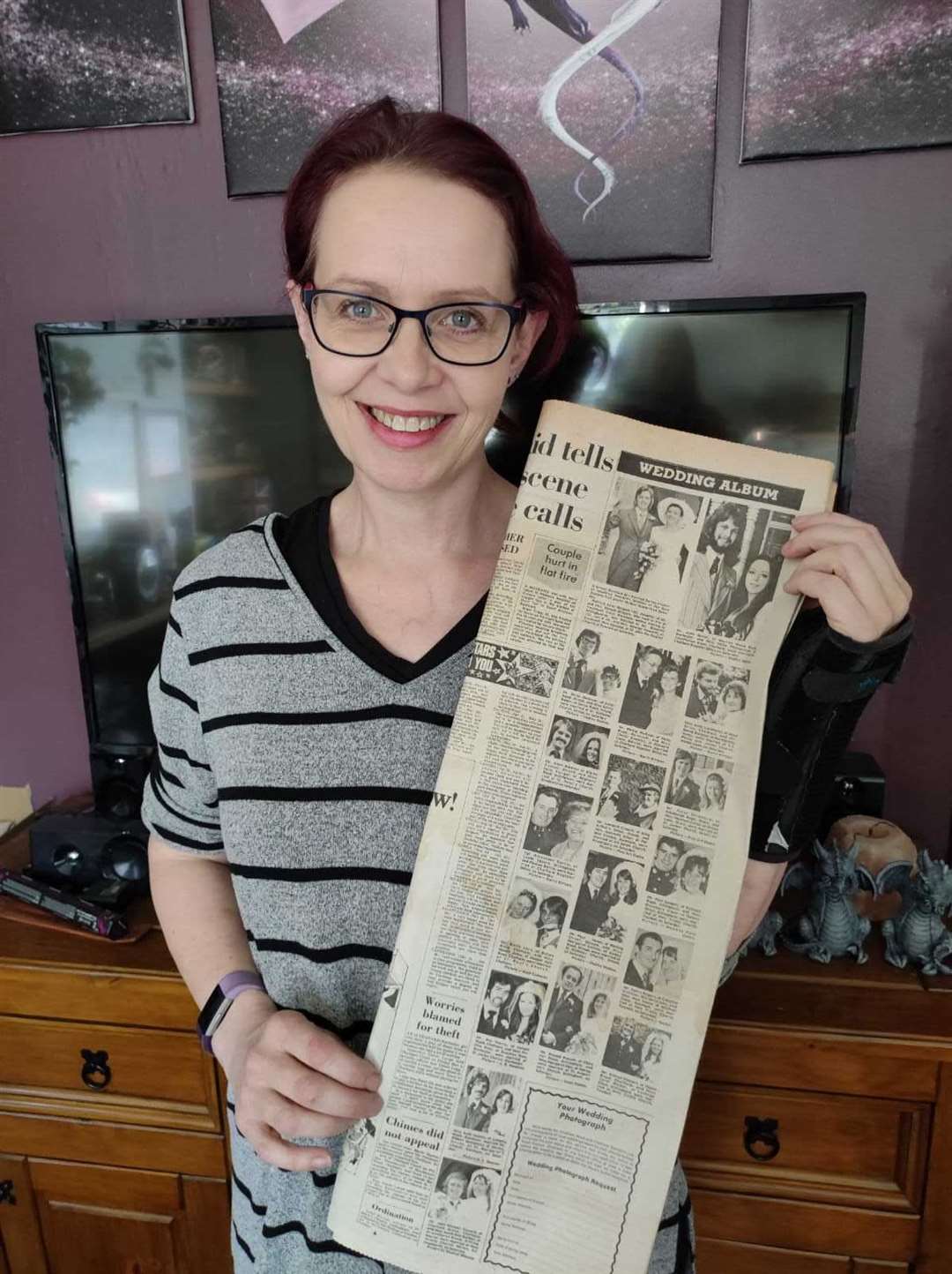 Gillian Mardel with newspaper cutting