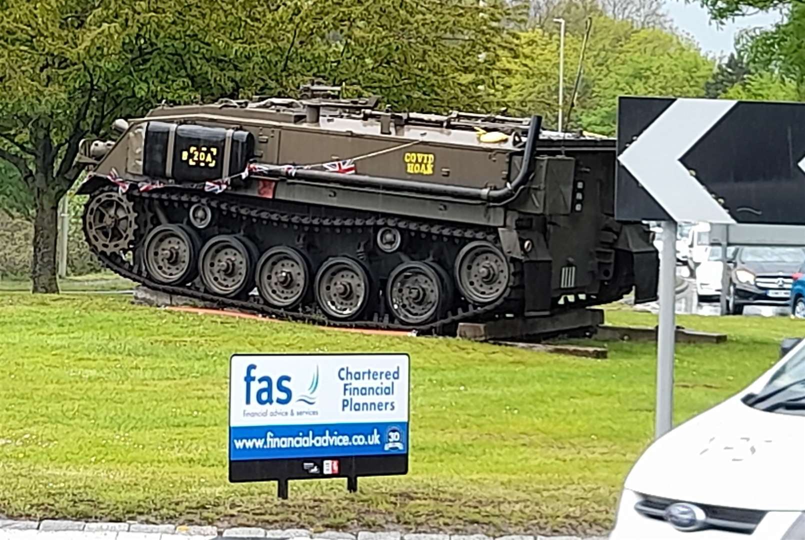 The 'tank' was restored in 2014 but has now been targeted by vandals