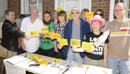 Campaigners outside the jobcentre during a rally last August PICTURE: CHRIS DAVEY