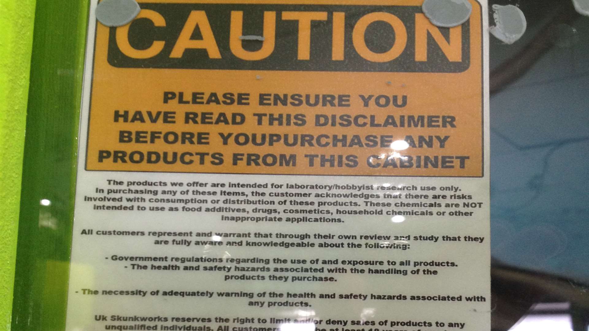 A warning notice to customers