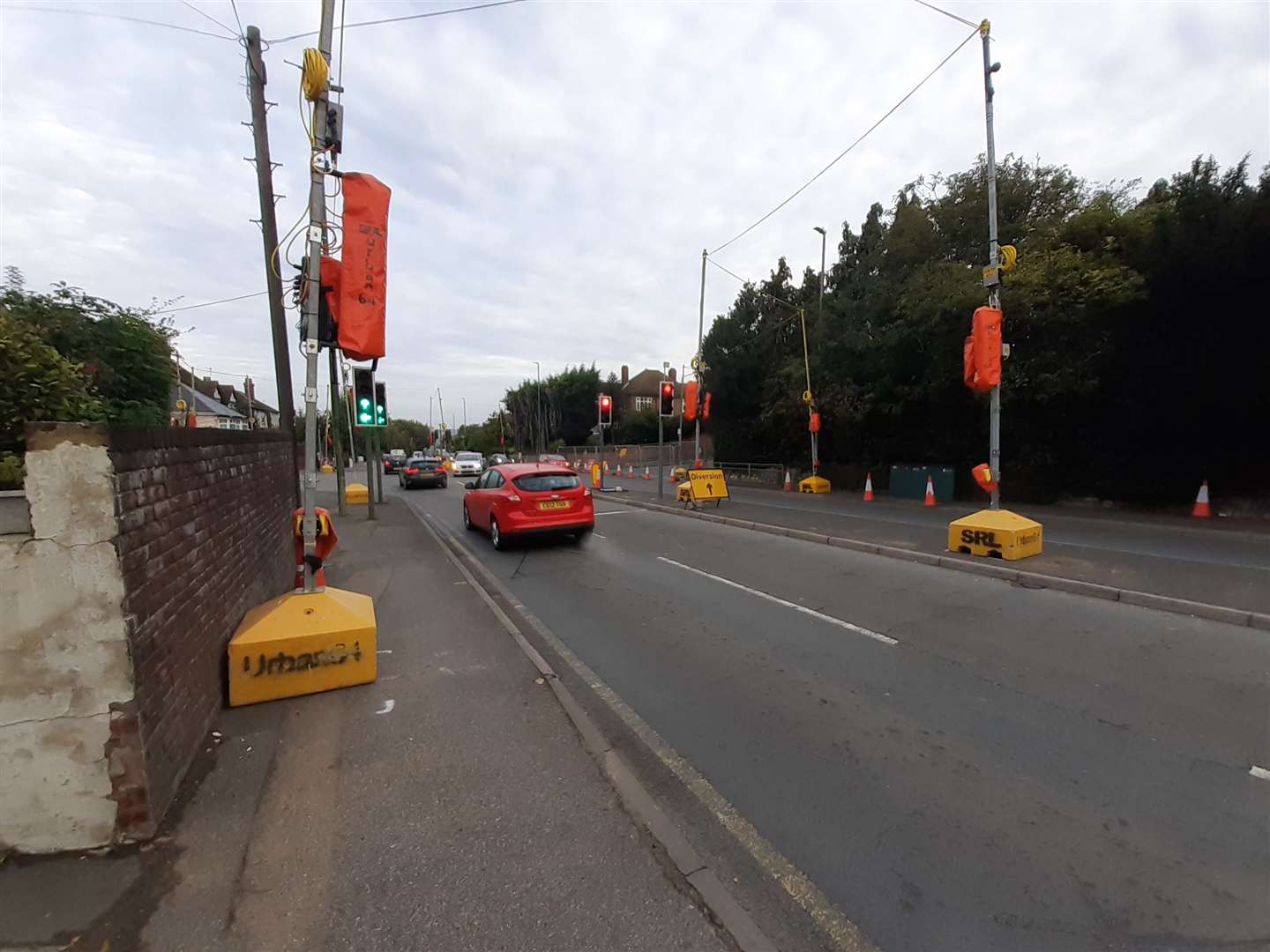 Temporary traffic lights are being installed