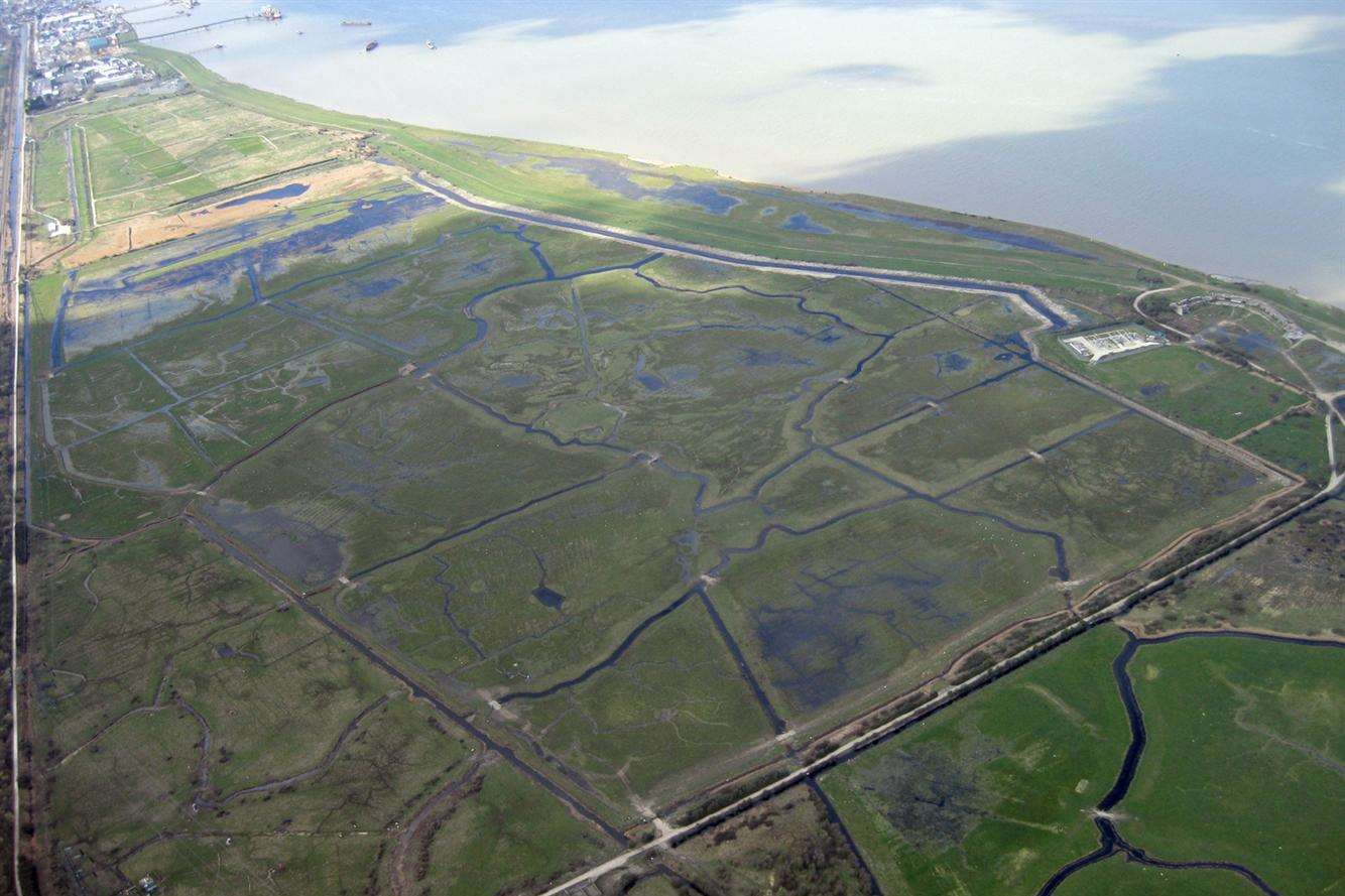 Shorne Marshes aerial shot