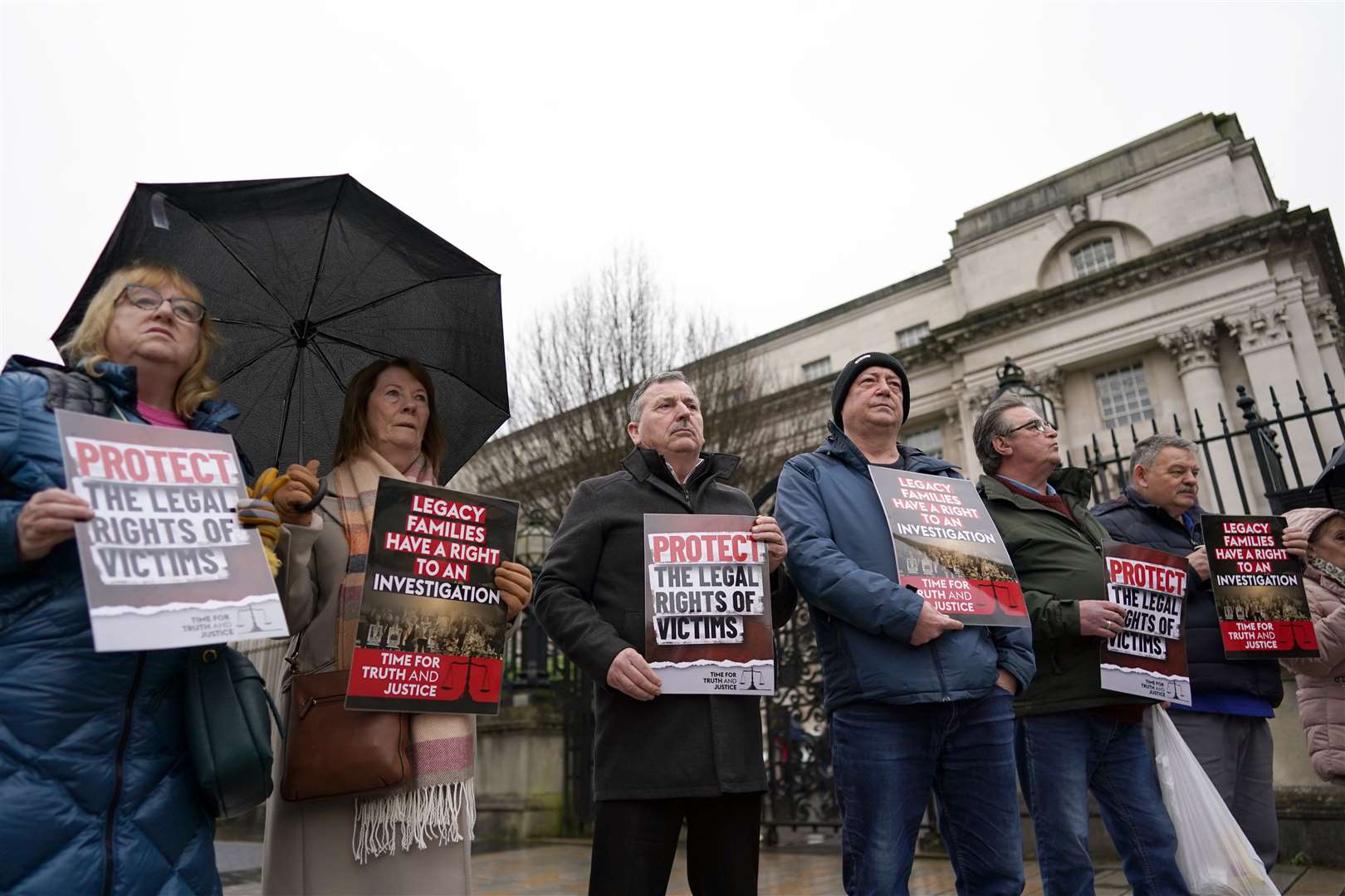 Campaigners outside Belfast High Court on Wednesday (Brian Lawless/PA)