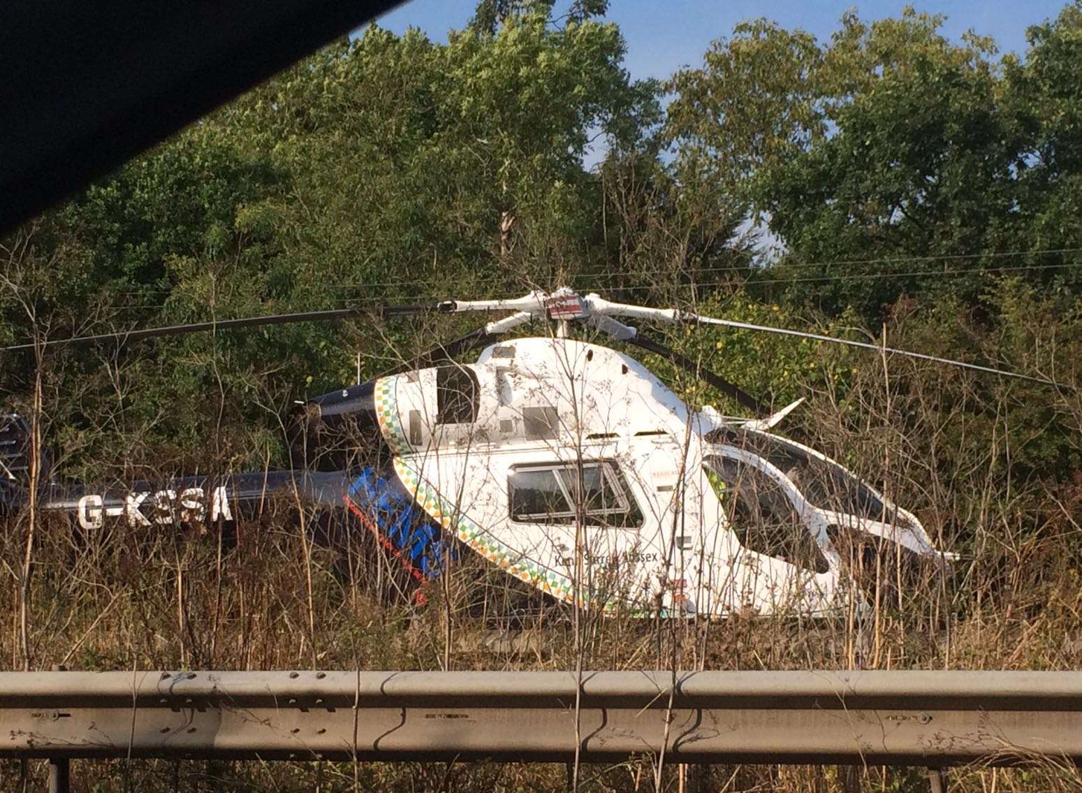 An air ambulance at the scene.