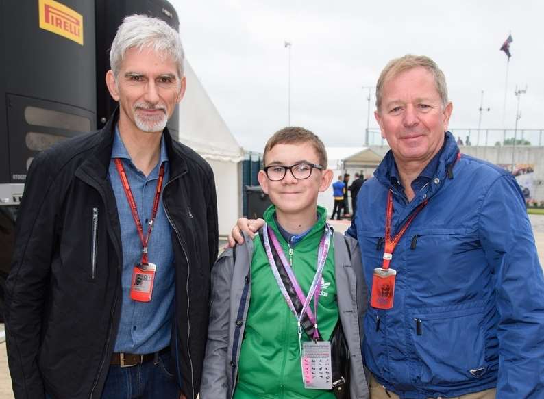 Jacob with Damon Hill and Martin Brundle.