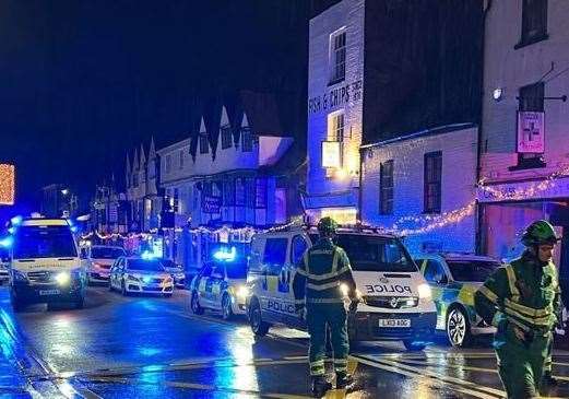 Emergency crews at the scene in St Dunstan's Street, Canterbury