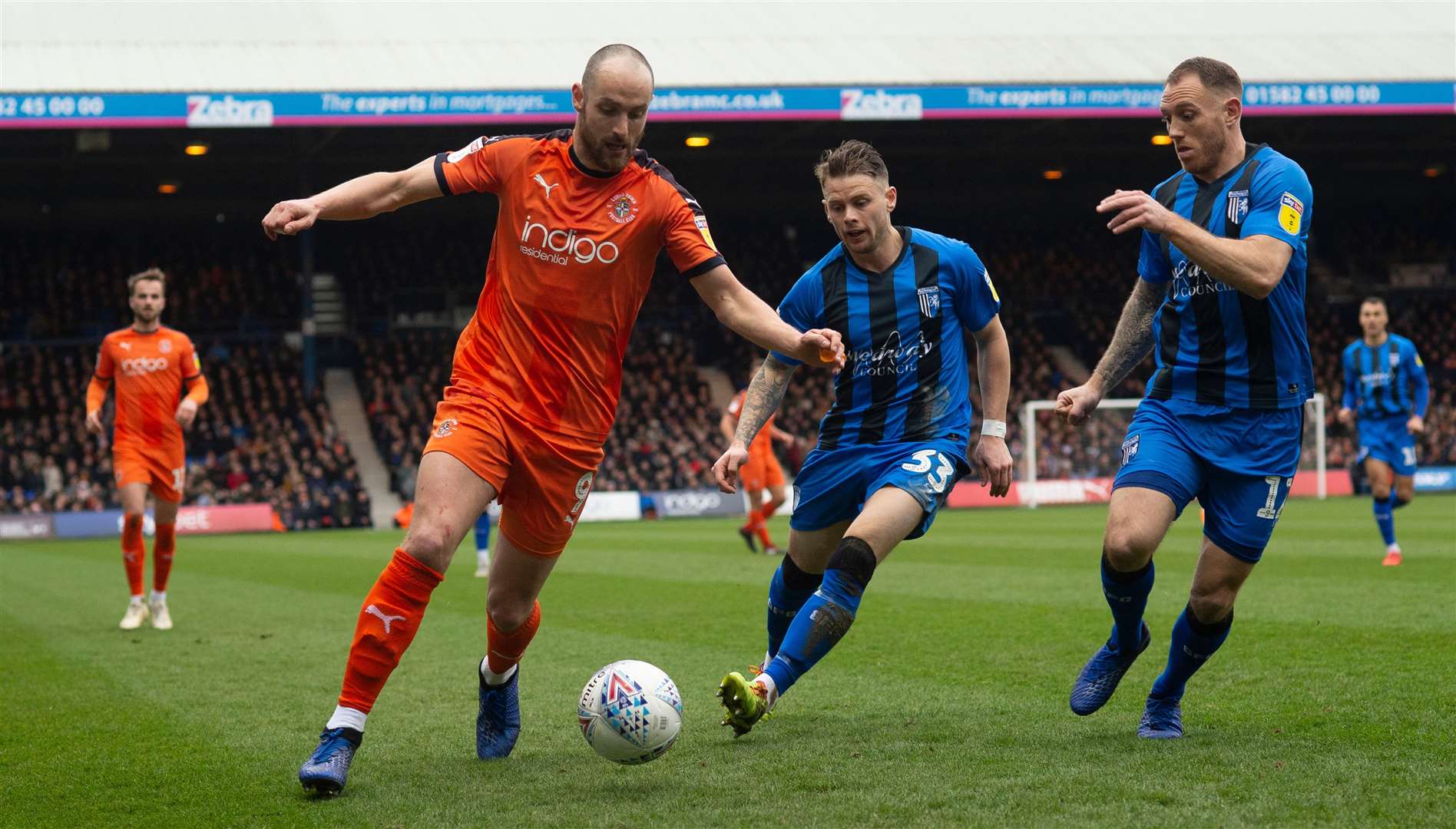 Gillingham defender Barry Fuller in action against Luton Picture: Ady Kerry