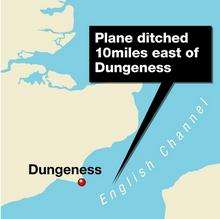 The plane ditched 10 miles off the Dungeness coast. Graphic: Ashley Austen