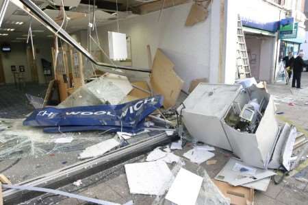 DEVASTATION: The scene at the Woolwich, one of the three banks targeted in Gillingham