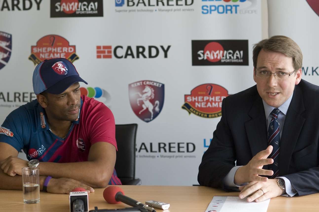 Vernon Philander, left, with Kent chief executive Jamie Clifford Picture: Ady Kerry