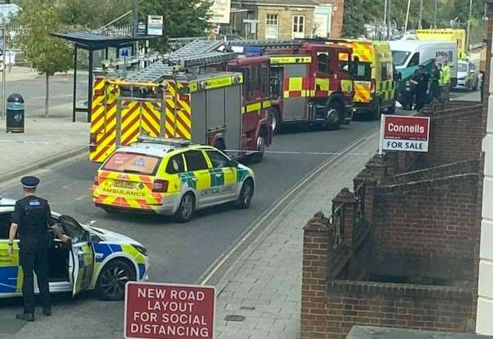 Emergency services at the scene of the collision outside Canterbury West. Picture: Susan Demir