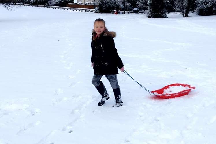 Grace, 7, From Challock enjoying the snow