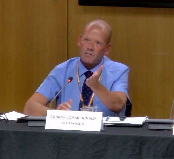 Health and adult social care overview and scrutiny committee chairman, Cllr Dan McDonald, makes a point