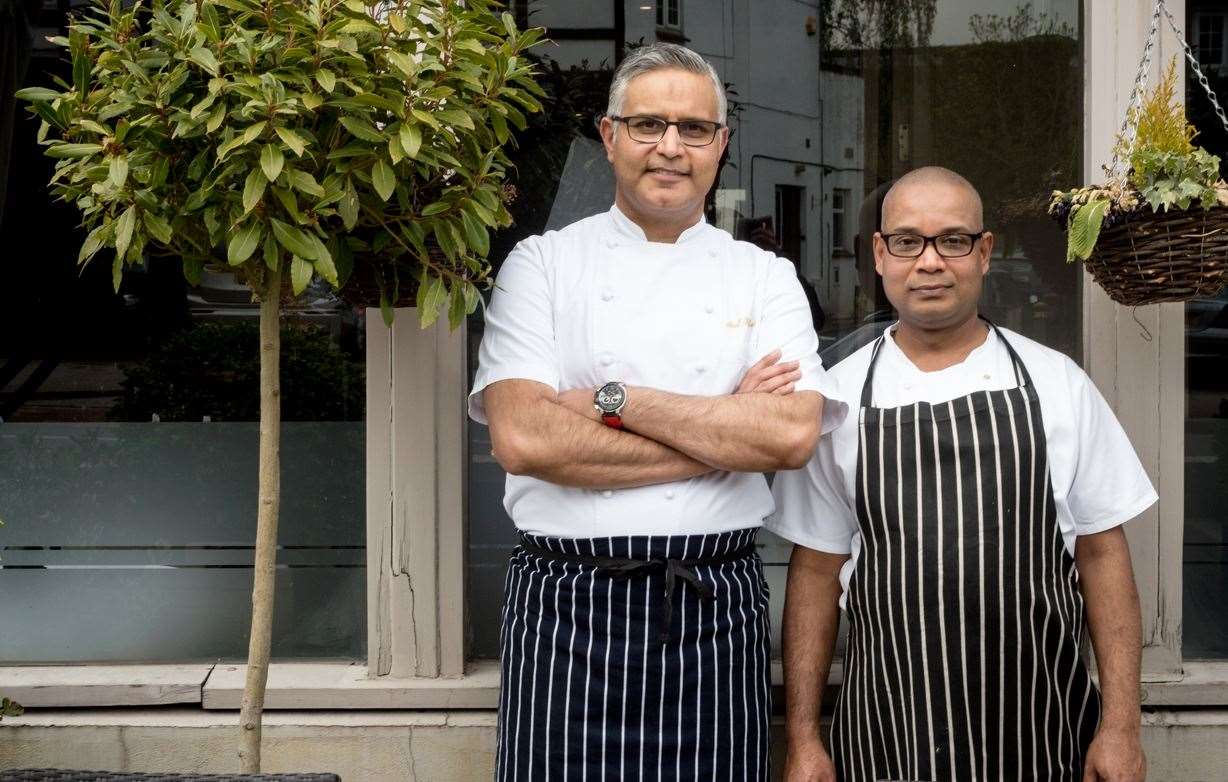 TV personality and Michelin-starred chef, Atul Kochhar (left), outside his restaurant in Orpington