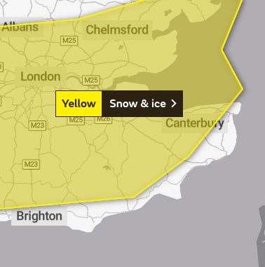 A yellow weather warning for snow and ice is in place. Photo: Met Office
