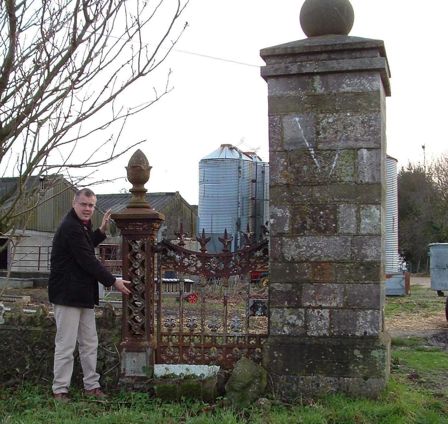 Local historian Jeff Howe next to one of the gates, near Lenham, which are believed to have originally been on the Promenade Pier at Dover