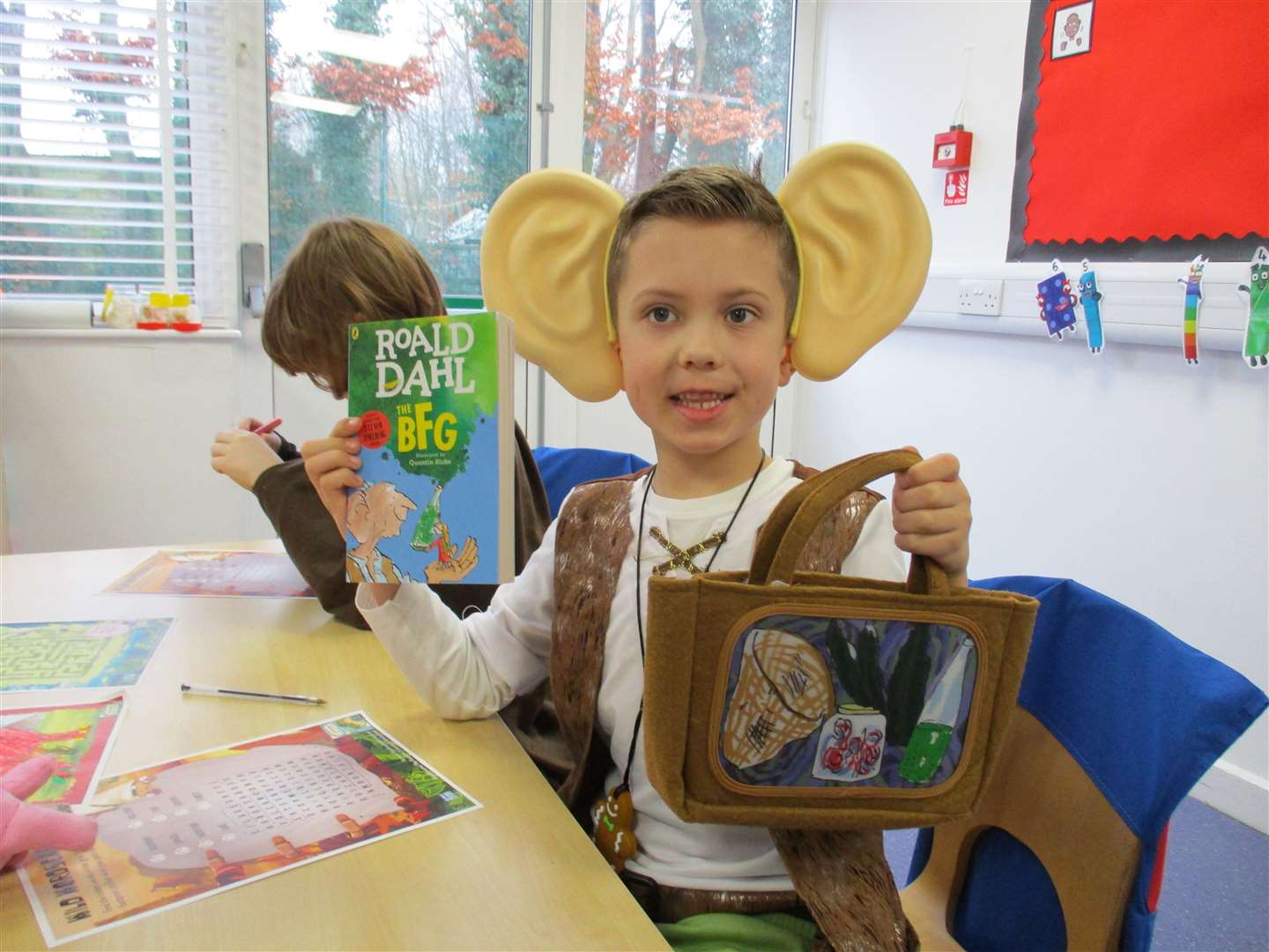 Pupil Tyler pictured on World Book Day