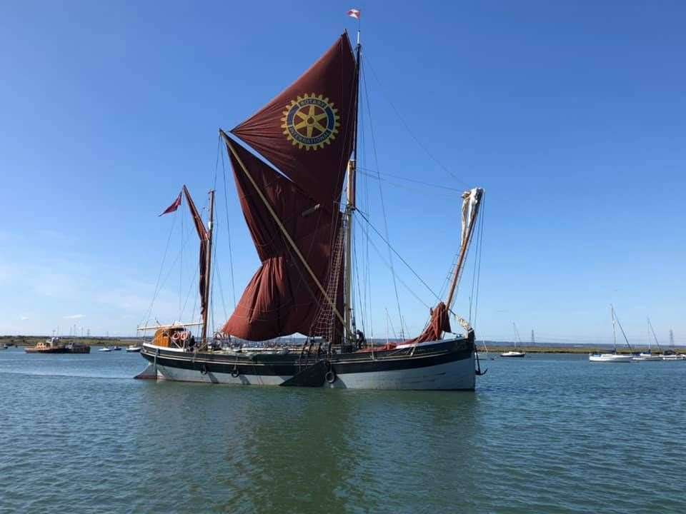 Cambria sailing barge arriving at Queenborough for the Classic Boat Festival