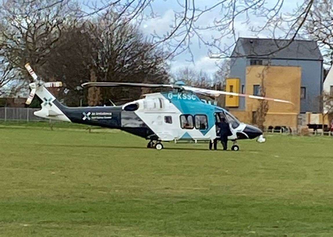 The air ambulance has landed in a field in Park Wood, Maidstone