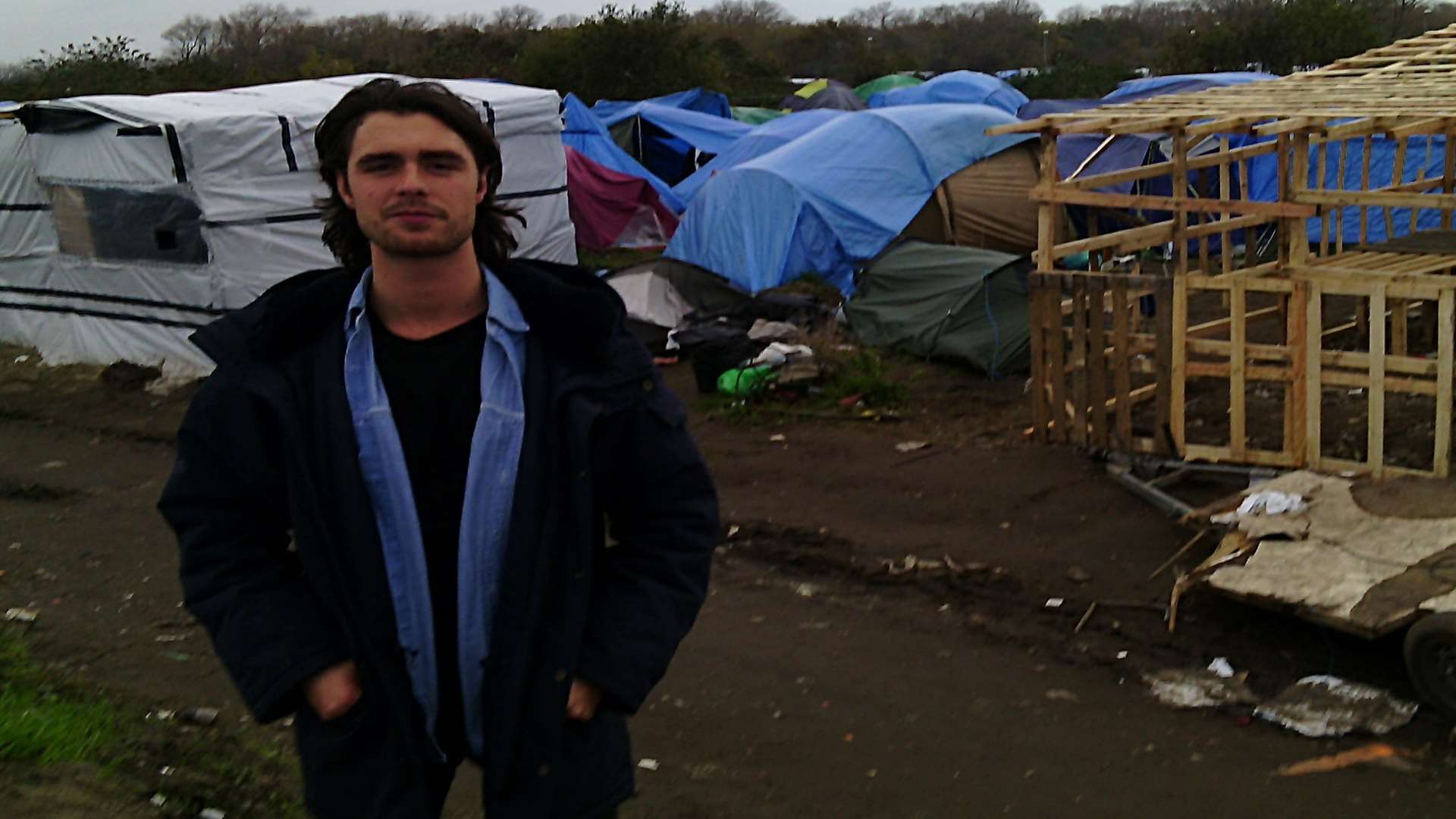 Jay Burgess at The Jungle migrants camp in Calais where he is helping out