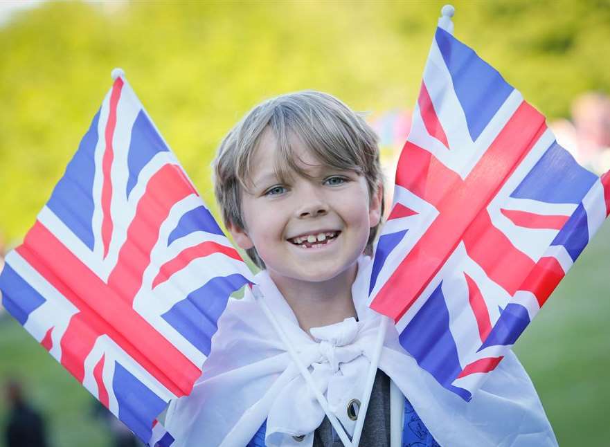 Toby Jenkins, aged eight, waved flags at Maidstone's Proms in the Park.