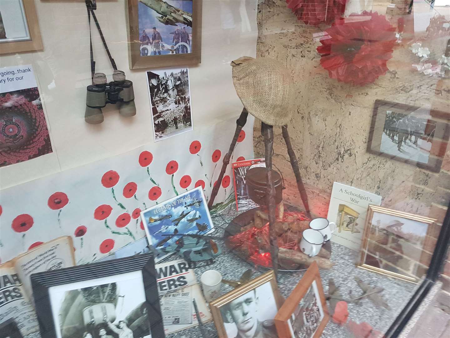 The YMCA has borrowed memorabilia belonging to World War veterans for the temporary shopfront