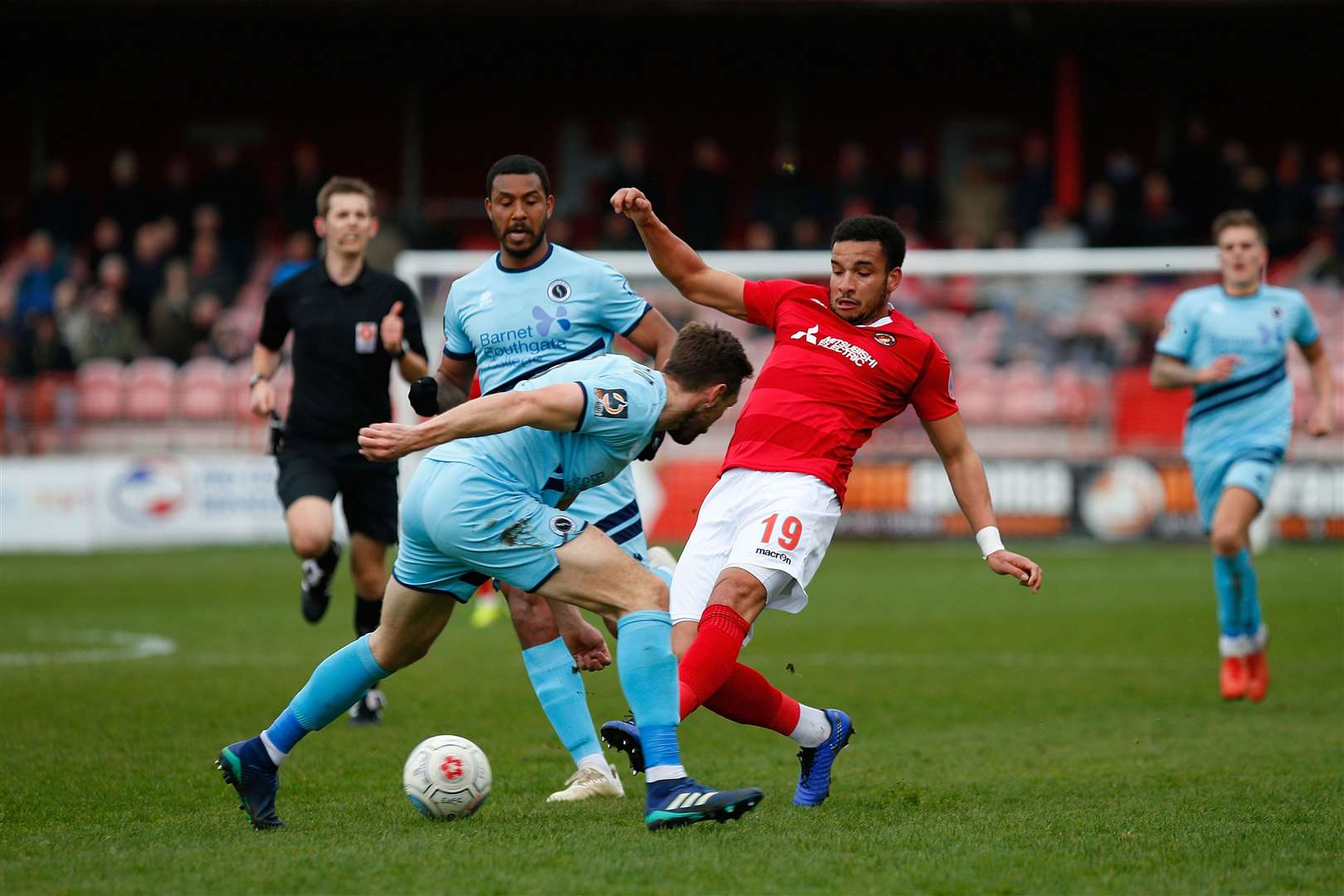 Chris Bush stretches for the ball against Boreham Wood Picture: Andy Jones