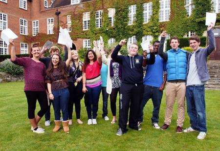 Sutton Valence School students celebrate their A level results.