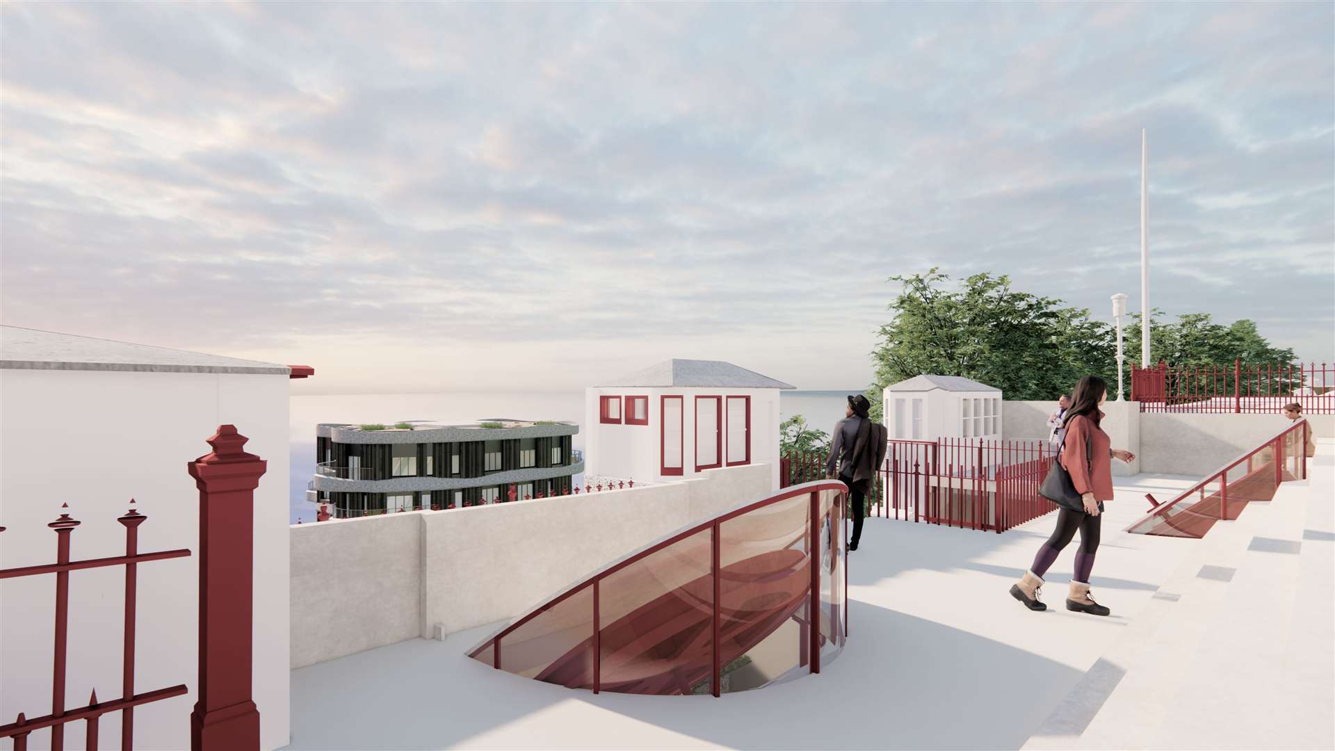 View of the Leas Lift – which is set to open in 2025 – from the top of The Leas in Folkestone. Picture: Folkestone Leas Lift