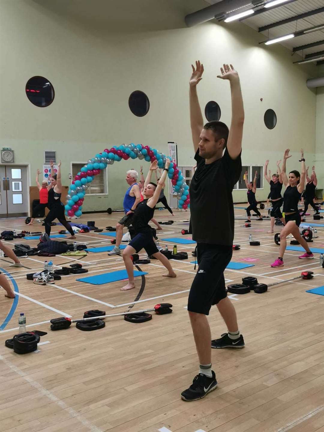 Reporter Jack Dyson stretching during the class at Kingsmead Leisure Centre in Canterbury. Picture: Jessica Newman
